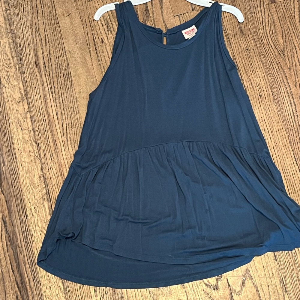 Mossimo Supply Co. Navy Ruffle-Hem Sleeveless Tank